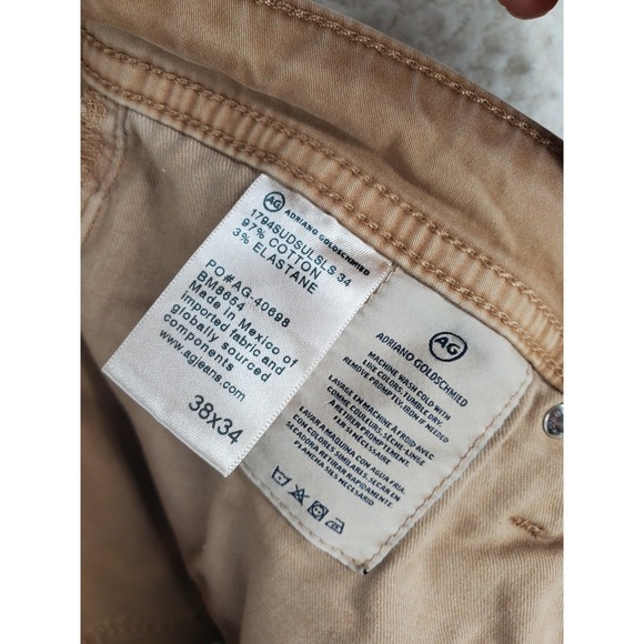 AG Adriano Goldschmied Everett Chino Pants Mens 38 Beige Slim Straight (39x34) - Picture 2 of 13